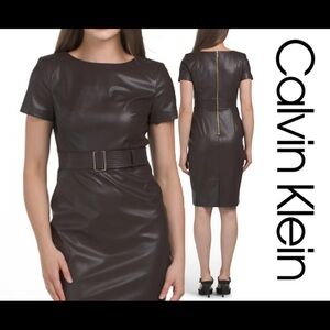 Calvin Klein Dark Brown Midi‎ Dress